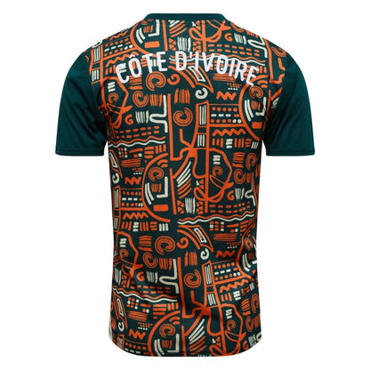 Camisola Treino Pré-Jogo Costa do Marfim Taça das Nações Africanas 2025 – Verde Escuro/Laranja - Versão Adepto