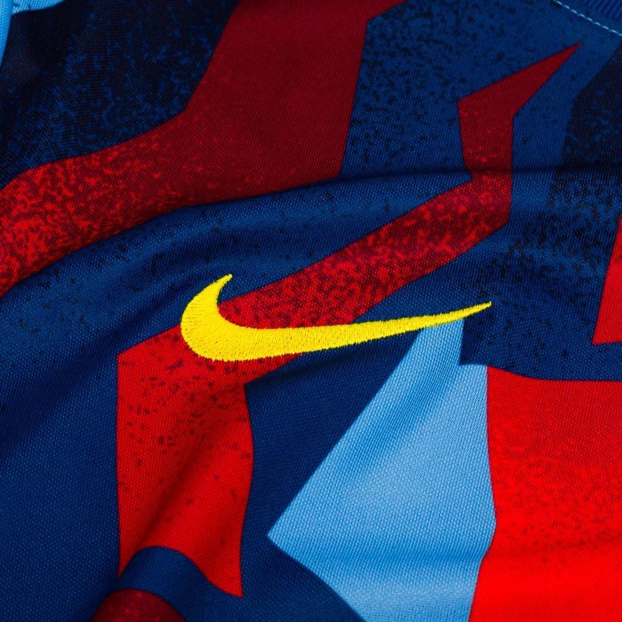 T-Shirt Treino Barcelona Dri-FIT Academy Pro Pré-Jogo Quarta – Azul/Amarelo - Versão Adepto