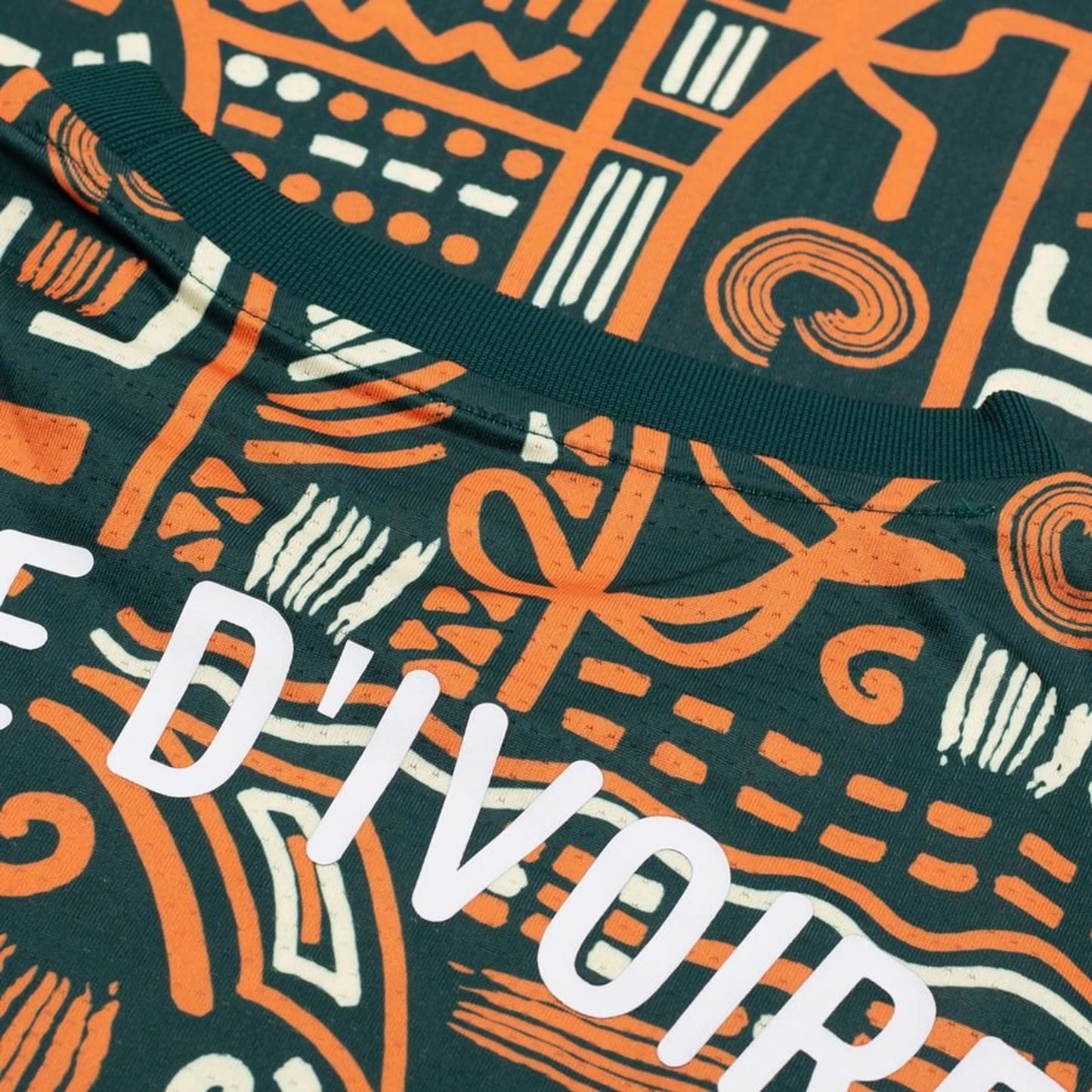 Camisola Treino Pré-Jogo Costa do Marfim Taça das Nações Africanas 2025 – Verde Escuro/Laranja - Versão Adepto