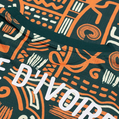 Camisola Treino Pré-Jogo Costa do Marfim Taça das Nações Africanas 2025 – Verde Escuro/Laranja - Versão Adepto